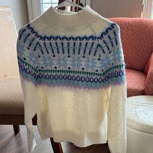 Old Navy Cream and Blue Nordic Turtleneck Sweater